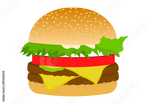 牛肉とチーズと野菜のハンバーガー