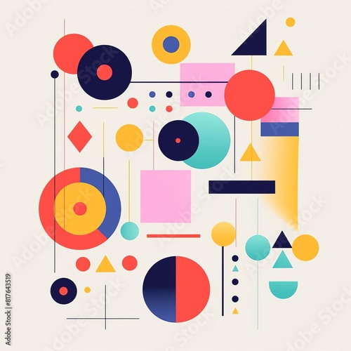 Geometric shapes flat design front view modern art theme animation Triadic Color Scheme