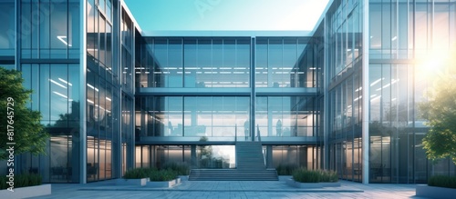 business building architectural illustration with 3d render background © MBRAMO
