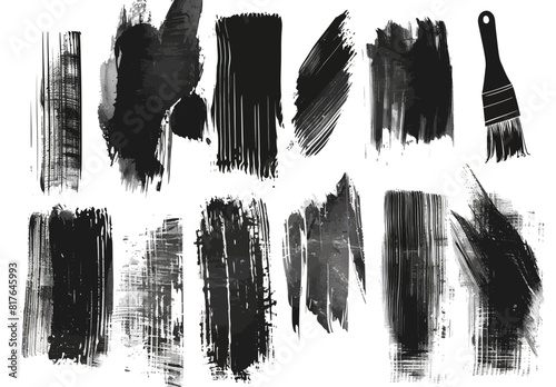 a collection of black brush strokes on a white background