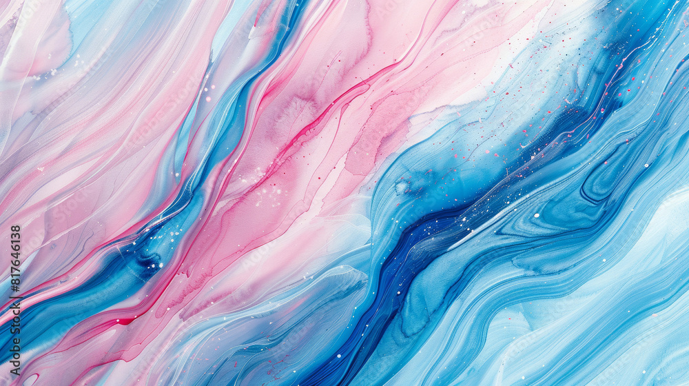 Abstract watercolor painting with pastel blue and pink lines, close-up view Abstract watercolor painting with pastel blue and pink lines, close-up view