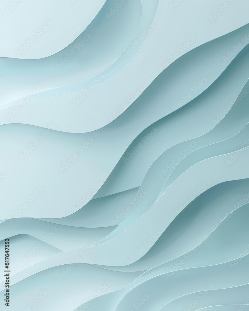Obraz premium A soothing abstract image featuring light blue layered waves with a smooth, fluid texture and a calming gradient, creating a serene and elegant design.