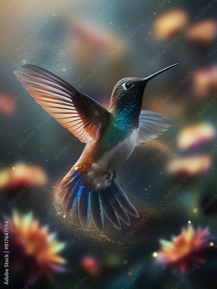 A Luminous Hummingbird Dancing Among Flowers
A Luminous Hummingbird Dancing Among Flowers