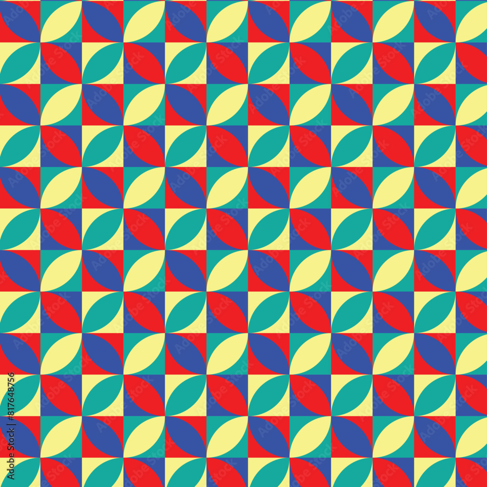 Seamless Geometrical Pattern for Textile Design. Modern Mix flower on Squares Shapes in trend colors. Seamless Geometrical Pattern for Textile Design. Modern Mix flower on Squares Shapes in trend colors.