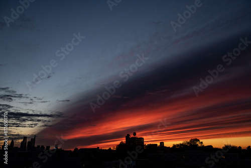 Brilliant sunrise paints a colorful sky over Philly skyline
