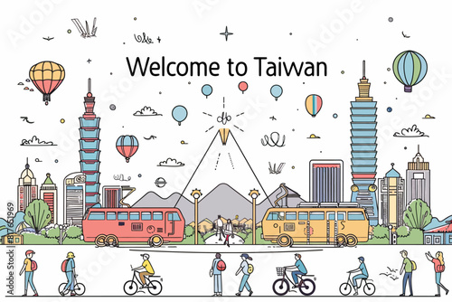 a drawing of a welcome to taiwan sign