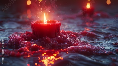 A striking image of a red candle burning brightly, its flame captured in mid-flicker with stunning clarity