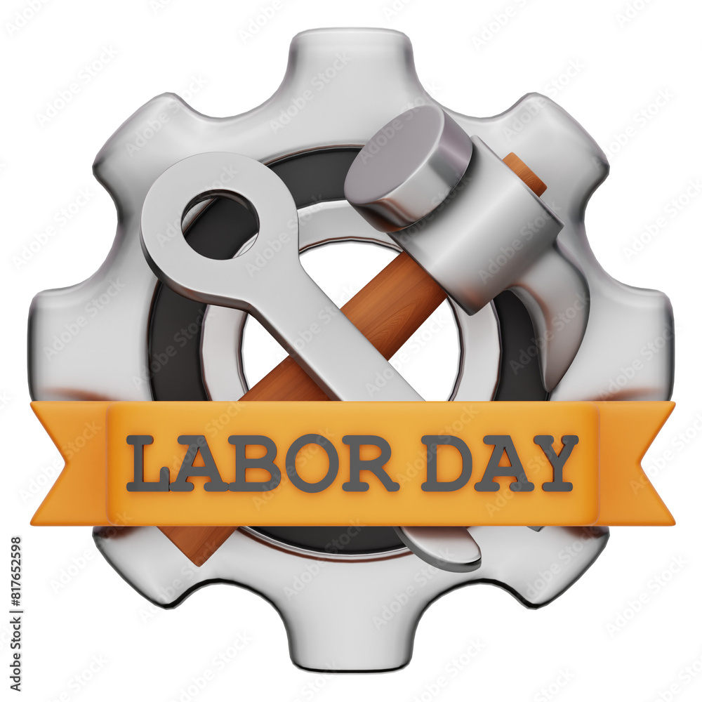 Labor Day 3D Icon, Gear Labor Day Labor Day 3D Icon, Gear Labor Day