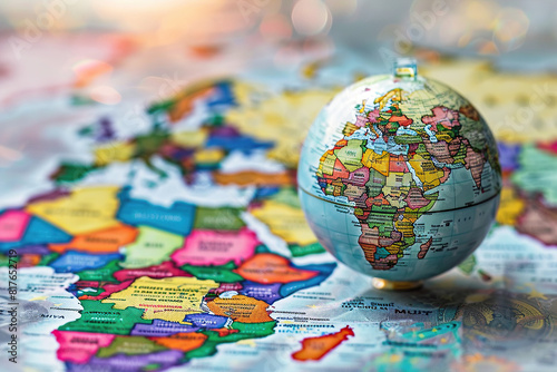 close up horizontal image of colourful world maps in a travel context