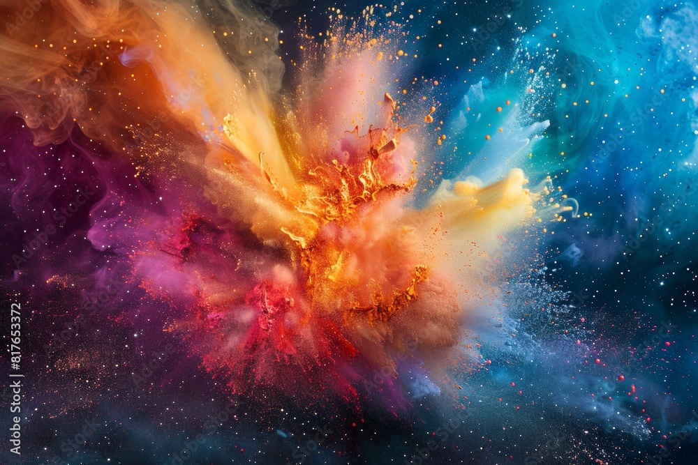A cosmic nebula reimagined as a splash of colorful paint on a canvas A cosmic nebula reimagined as a splash of colorful paint on a canvas