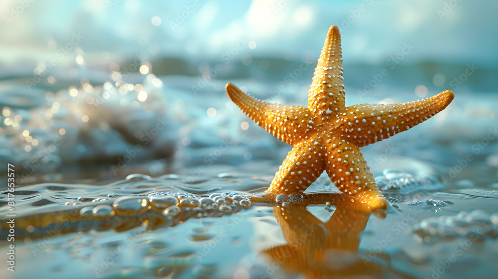 Beautiful starfish on the shore of the sea coast Beautiful starfish on the shore of the sea coast