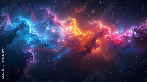 Beautiful colorful nebula in deep space starry sky galaxy. © Anditya