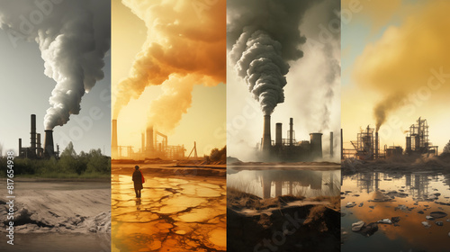 Industry impact that releases air pollution and wastewater pollution As a result, living things and plants cannot live. photo