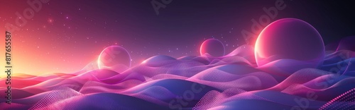 Abstract Geometric Vector Composition with Gradient Purple Background and Blue Shapes. Minimalist, Clean Design for Versatile Digital and Print Applications. High-Resolution, Vibrant Colors, and Excep photo