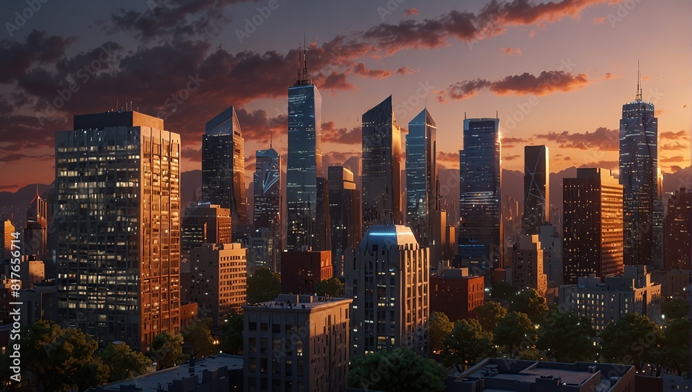 Obraz premium Soft glow of a city skyline
