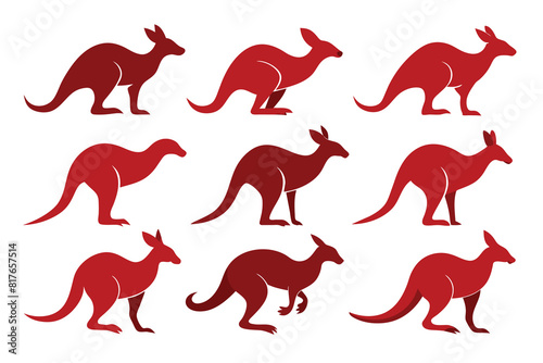 Set of kangaroo Silhouette Design and Vector Illustration on white background