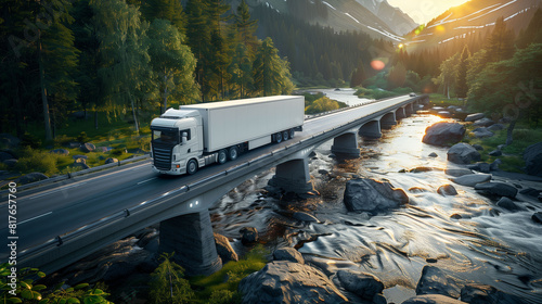 Global business of containers, container transport, cargo plane, truck.