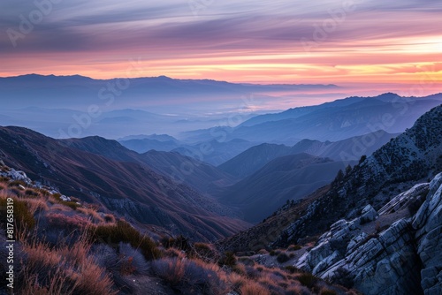 Vibrant Sunset Over Mountain Ranges