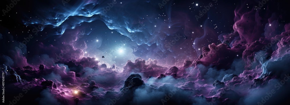 Cosmic galaxy, a bright cluster of stars, cosmic dust, landscape Cosmic galaxy, a bright cluster of stars, cosmic dust, landscape