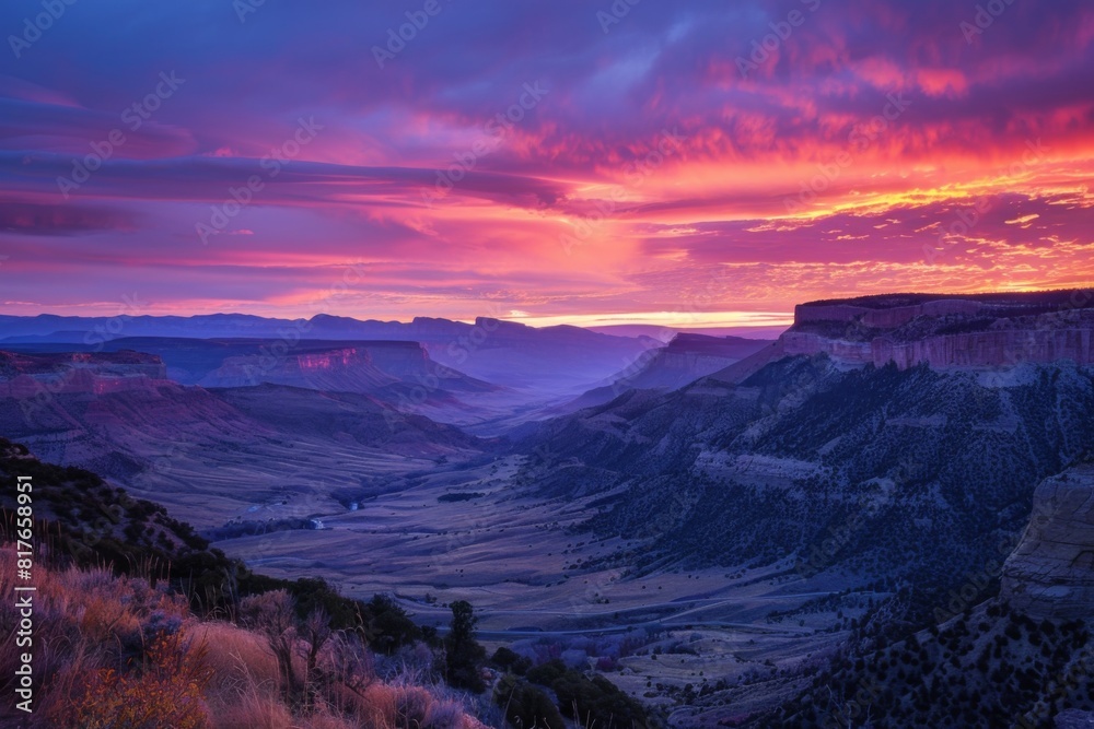 Vibrant Sunset Over Majestic Canyon