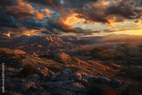 Sunset Over Rocky Mountain Landscape