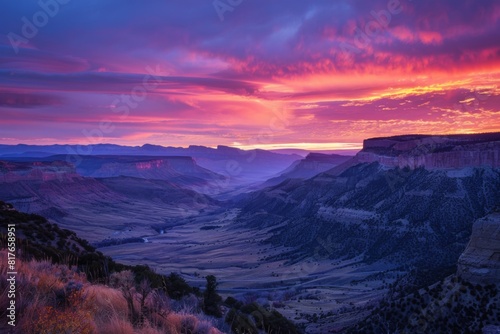 Vibrant Sunset Over Majestic Canyon