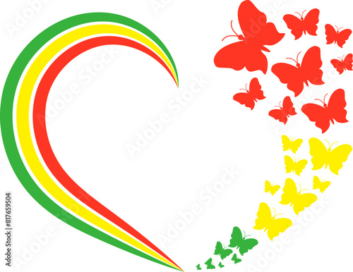 Heart shape Juneteenth frame with butterflies design