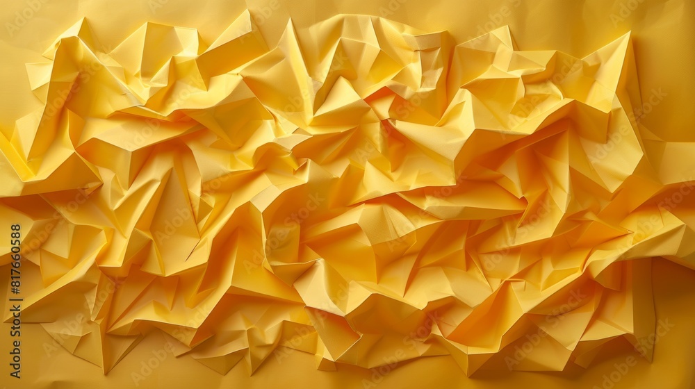 Abstract origami artwork made of folded yellow paper blocks. Abstract origami artwork made of folded yellow paper blocks.