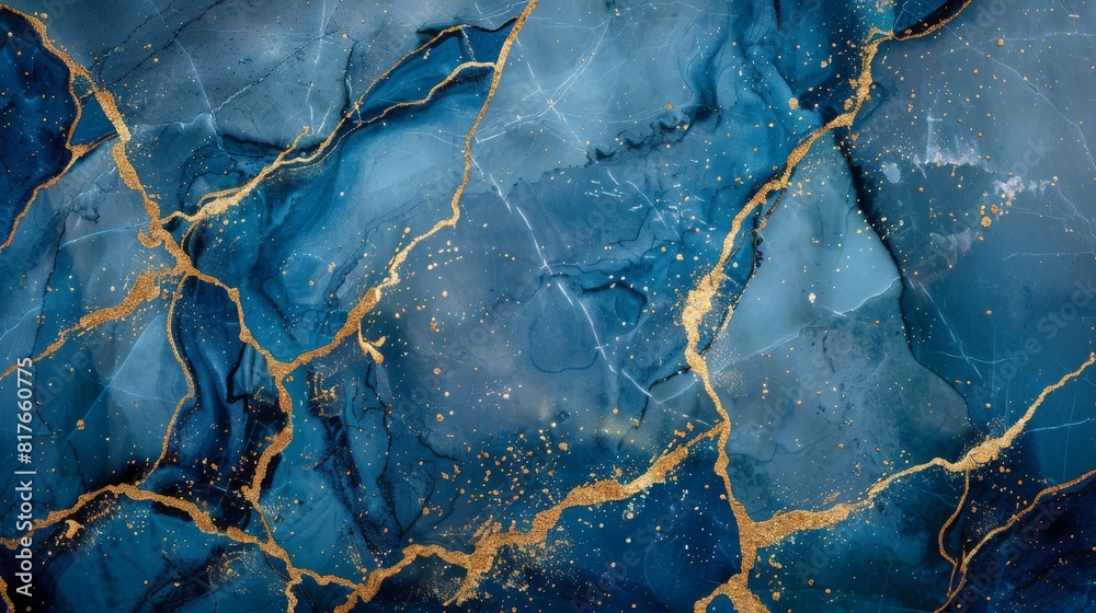 A luxurious blue and gold marble texture with intricate golden veins, often used for backgrounds, surfaces, and design elements A luxurious blue and gold marble texture with intricate golden veins, often used for backgrounds, surfaces, and design elements
