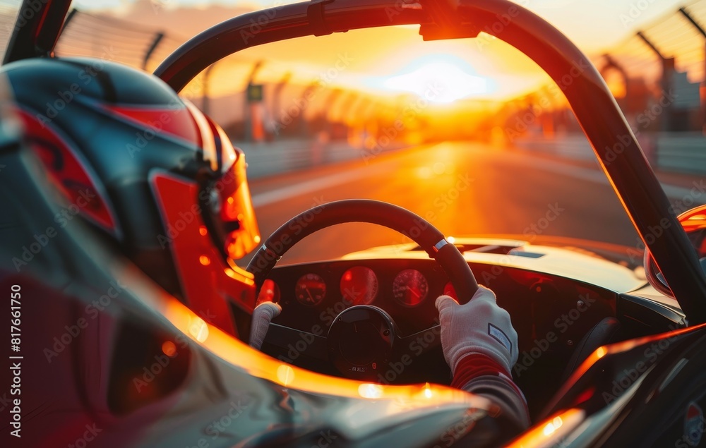 Fototapeta premium A driver waits to race at dawn