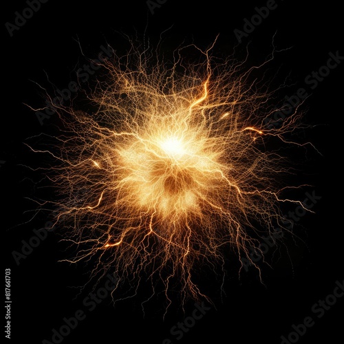 electric spark isolated on black background