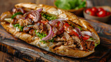 Kebab Sandwich with Fresh Veggies and Grilled Meat