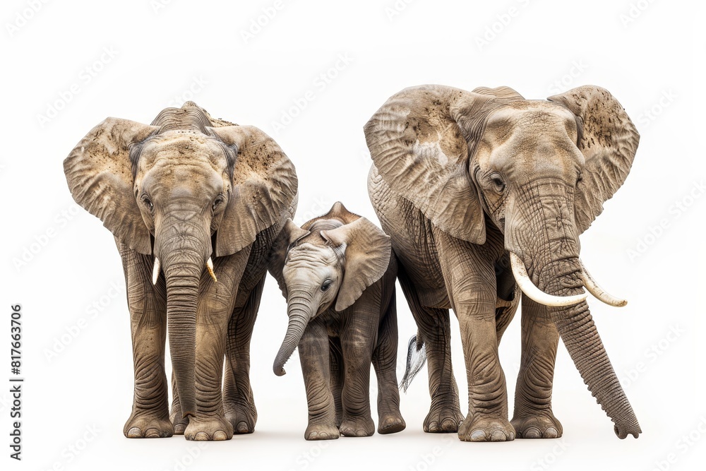 Fototapeta premium African elephant Loxodonta africana on white backdrop