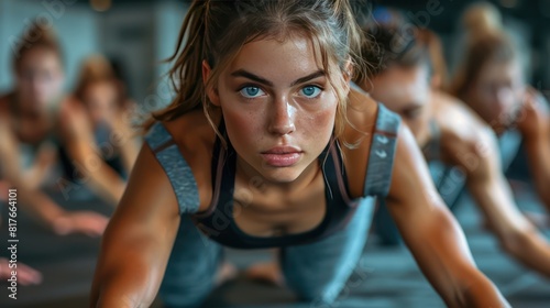 woman action in fitness gym © Piyawat