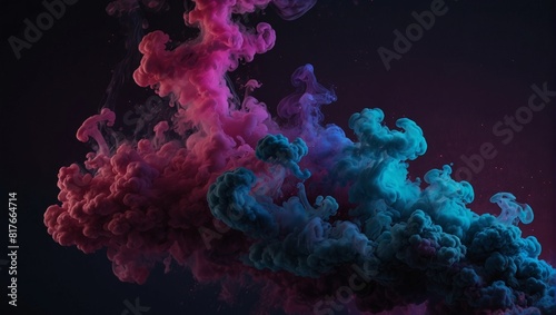 Abstract colored smoke. Neon pink purple, blue colors smoke background. photo