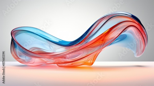 Modern 3D abstract design with flowing, lines and glass-like texture
