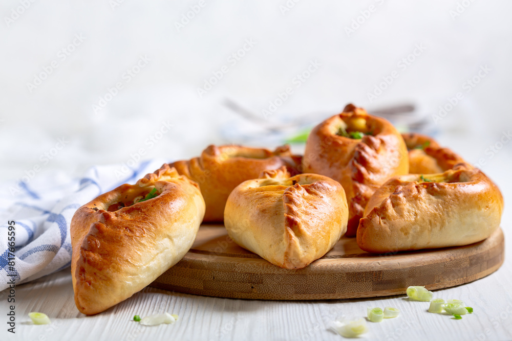 Open pies with filling (rastegay). Russian kitchen.