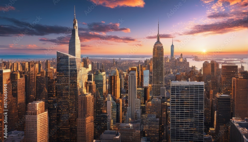 Fototapeta premium Skyline mit Abendrot