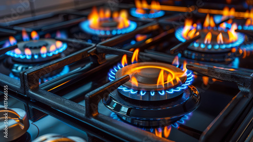 Flame on a gas stove for cooking