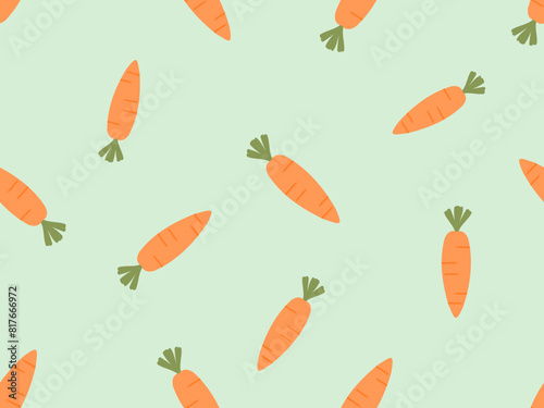 Seamless pattern of carrot with green leaves on green background vector.