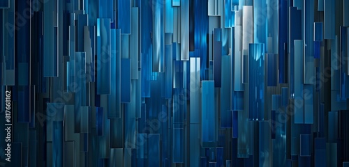 Abstract background, Arranged blue geometric stripes in vertical bands to evoke the rhythmic pattern  photo