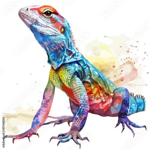 Watercolor painting of a lizard, isolated on a white background, lizard vector, drawing clipart, Illustration Vector, Graphic Painting, design art, logo