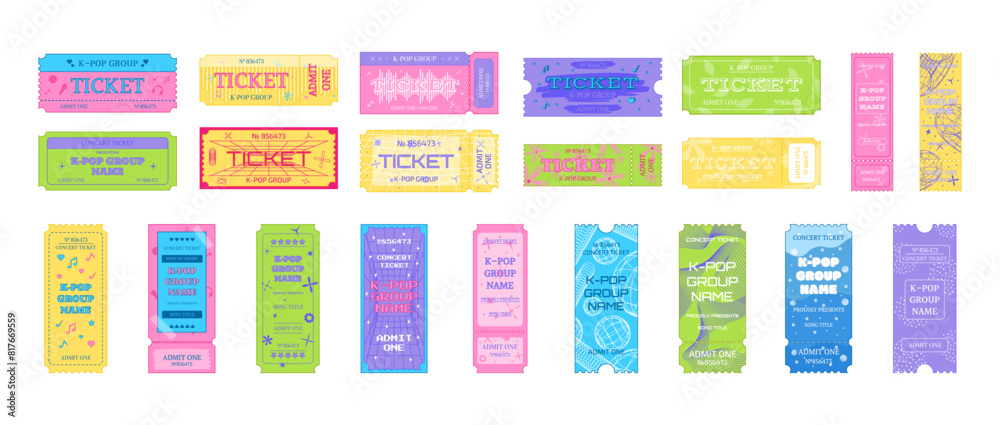custom made wallpaper toronto digitalBig set of tickets for a music concert of a K-pop group. Vector illustration isolated on white background