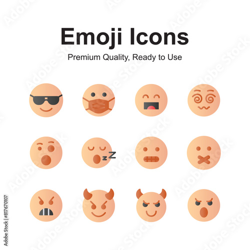 Emoticon icons, cute expressions, set of premium emoji icons