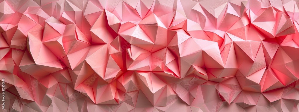 Abstract origami artwork made of folded pink paper blocks. Abstract origami artwork made of folded pink paper blocks.