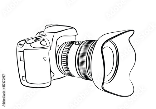 The sketch of a professional SLR camera.
