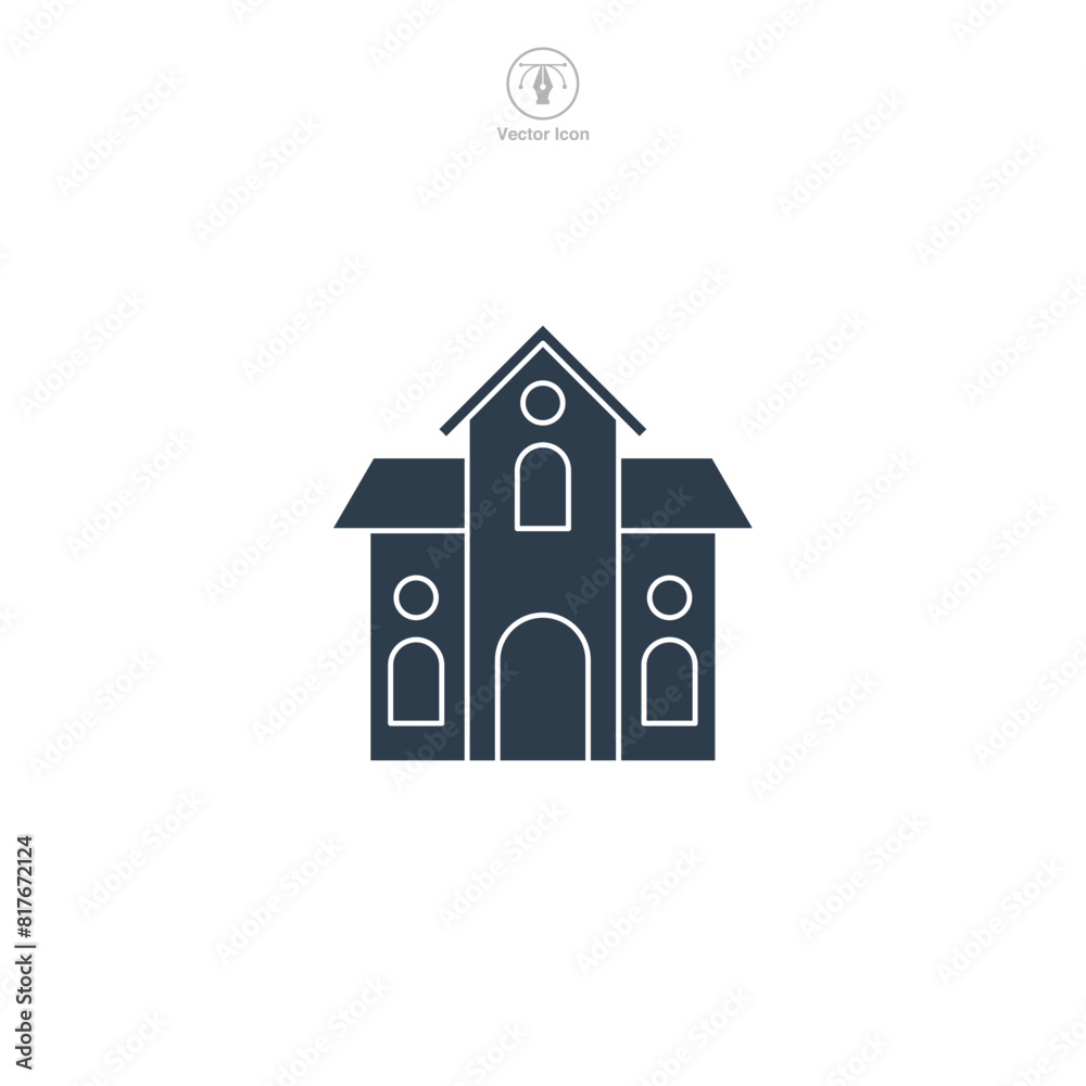 Haunted House Icon Halloween theme symbol vector illustration isolated on white background