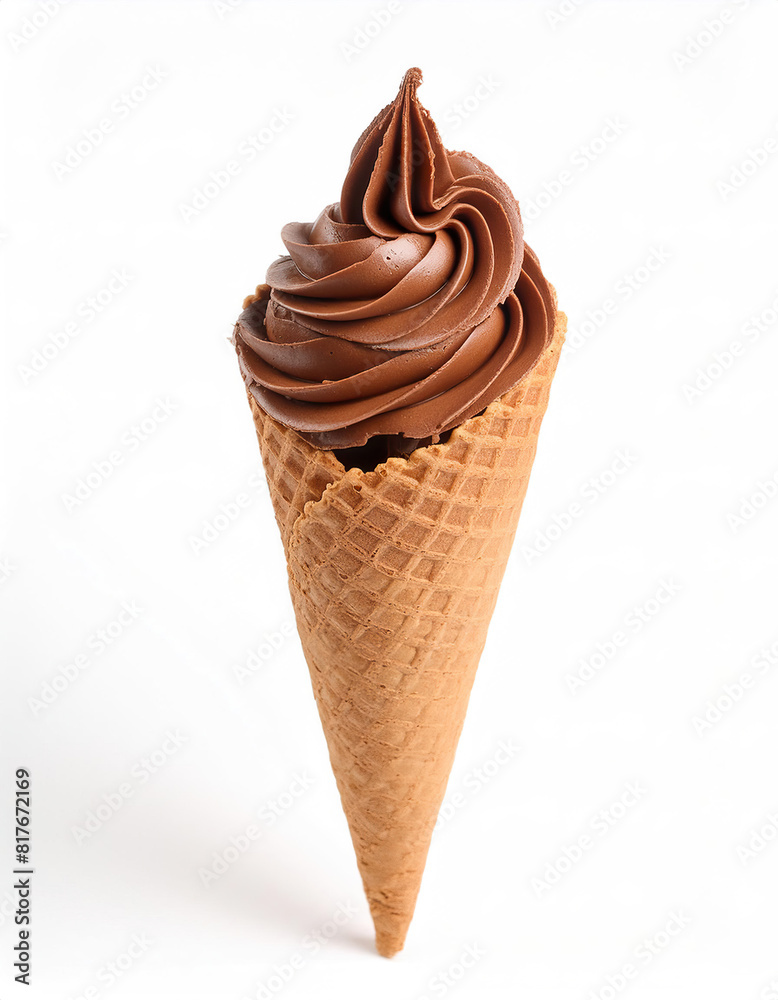 Chocolate ice cream cone isolated on white background. Chocolate ice cream cone isolated on white background.