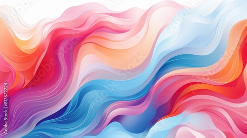 The image is a colorful abstract painting with a wave-like pattern. It has a soft and dreamy feel and would be perfect for a background or wallpaper. photo