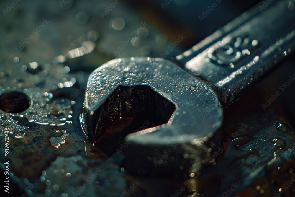 A close-up shot of a wrenet with water droplets, suitable for nature or environmental themes A close-up shot of a wrenet with water droplets, suitable for nature or environmental themes